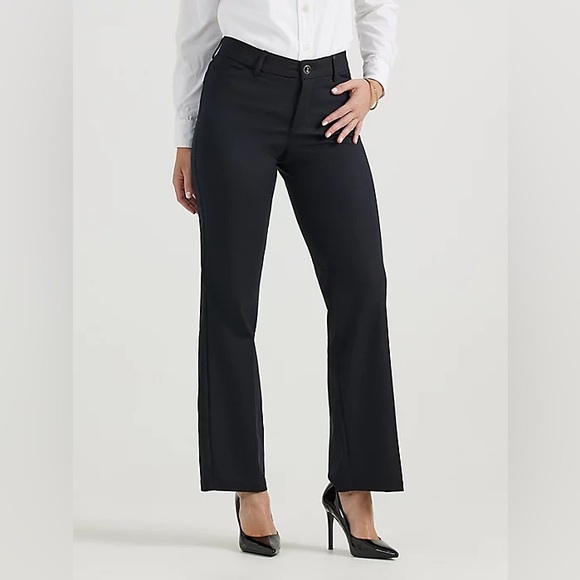 Lee 18W Tall Regular Fit Mid Rise Trouser Pant Black - Picture 1 of 6